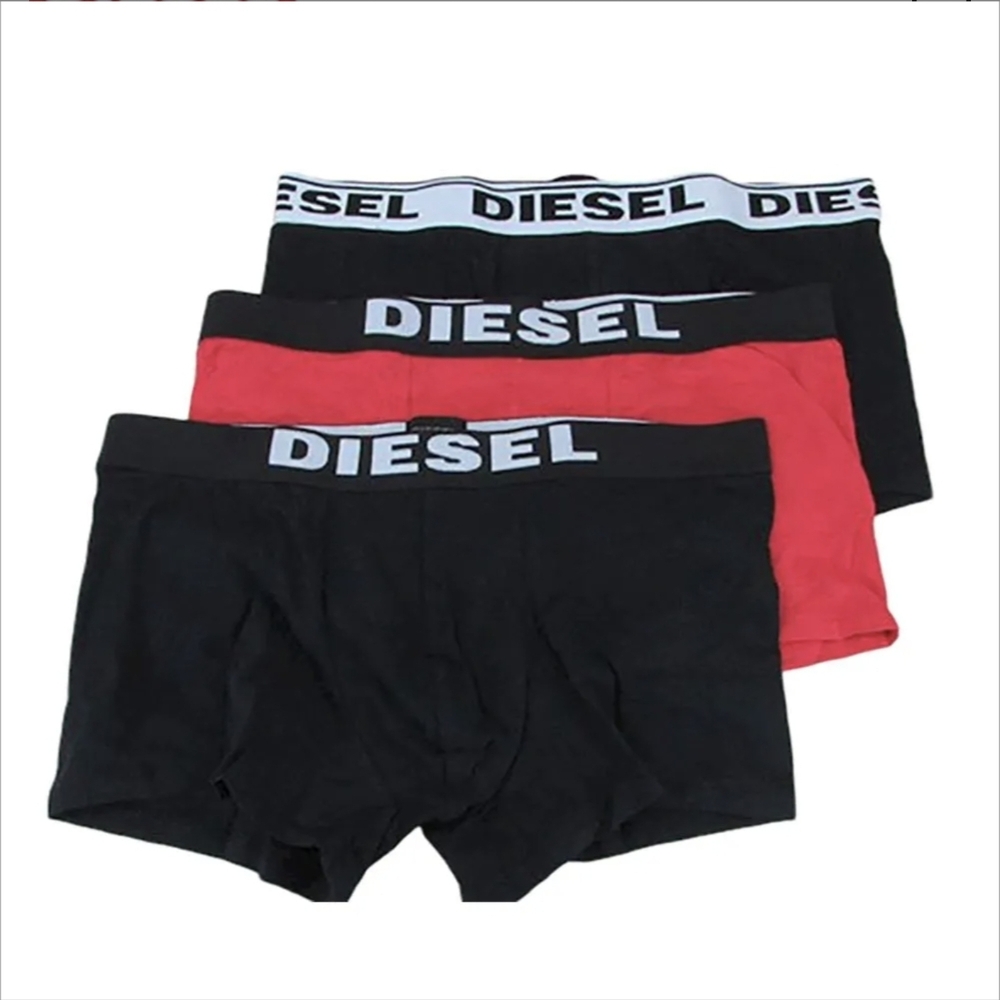 Diesel Men's Boxer Briefs in Black and Red - 3 Pack